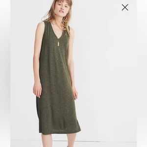 NWT Women’s Madewell Large Olive Green V-Neck Jersey Tank Dress